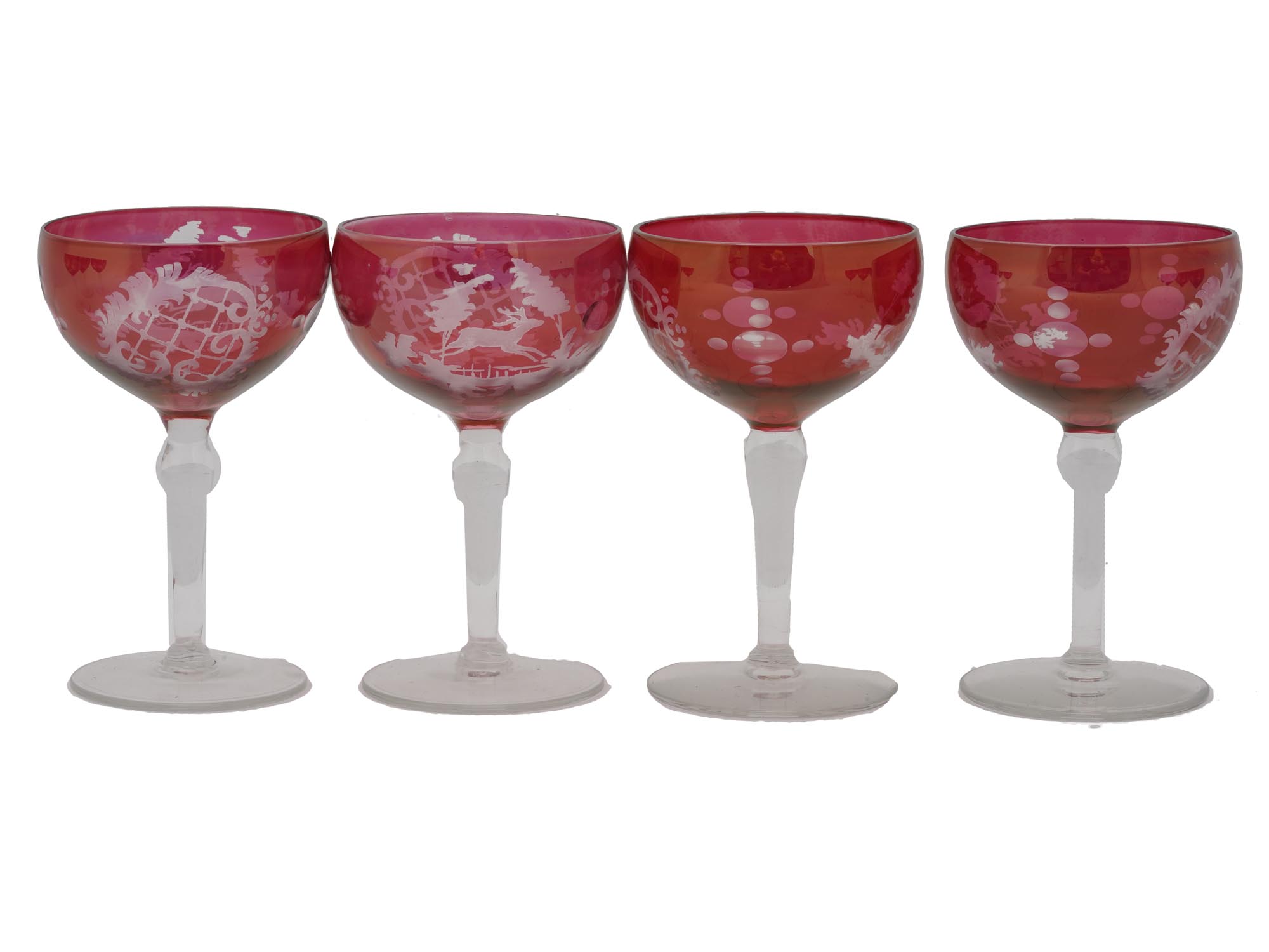 VINTAGE BOHEMIAN CZECH RUBY CRYSTAL GLASSES PIC-1